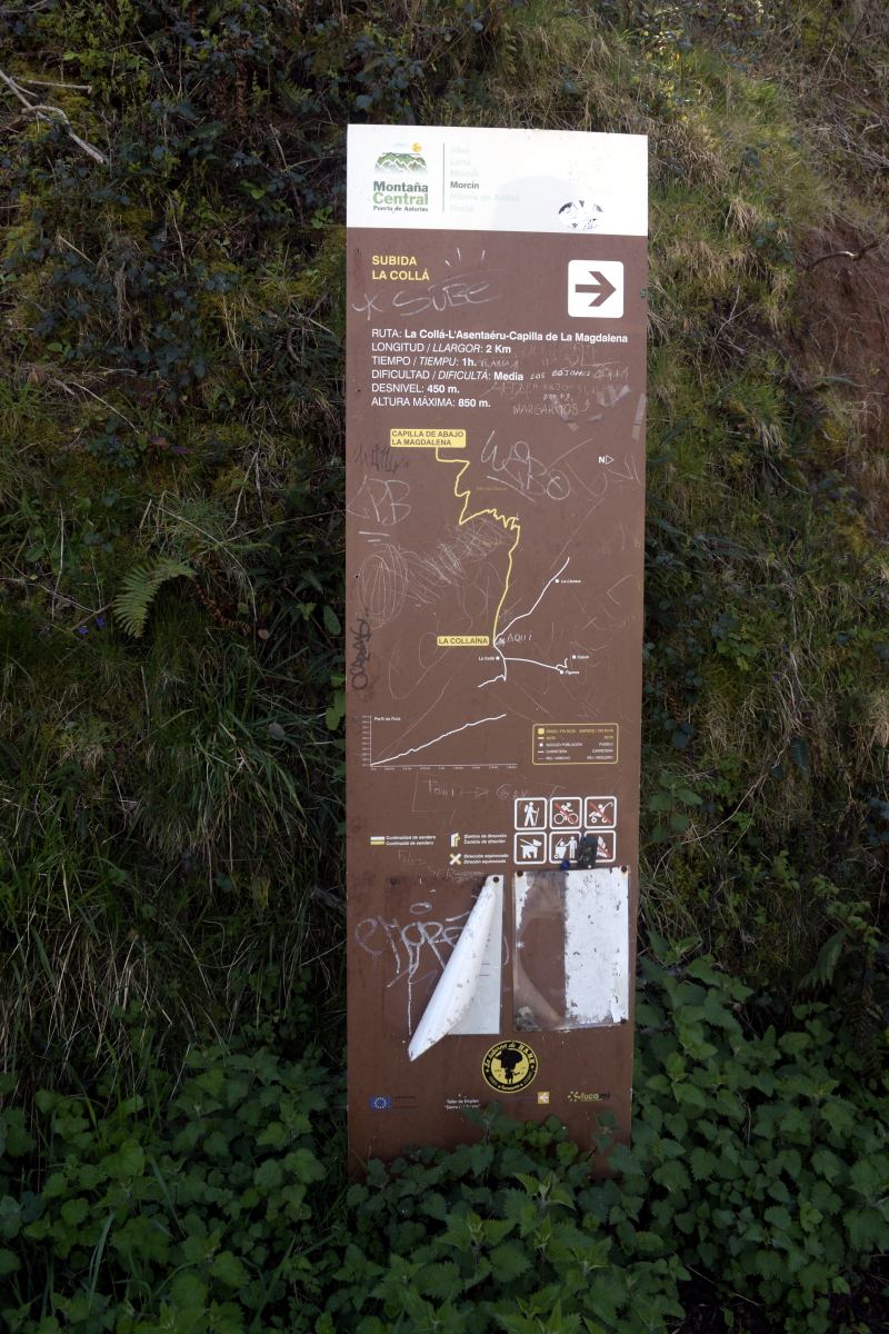 Cartel de inicio de la ruta de Las Capillas del Monsacro